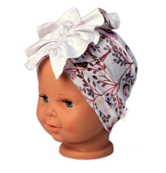baby-nellys-detska-celenka-turban-motylci-ruzova-56-80-0-12m