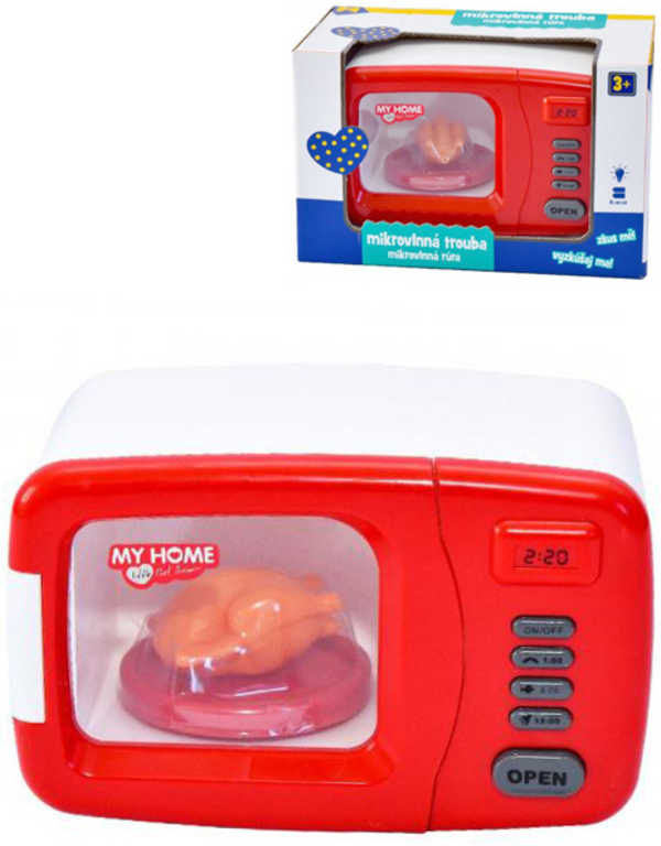 MAC TOYS Mikrovlnná trouba dětská červeno-bílá na baterie plast Světlo
