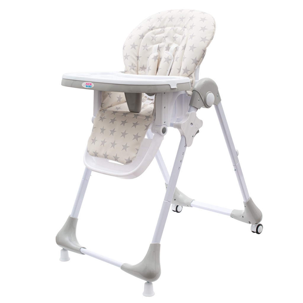 Jídelní židlička NEW BABY - Gray Star - ekokůže - šedá