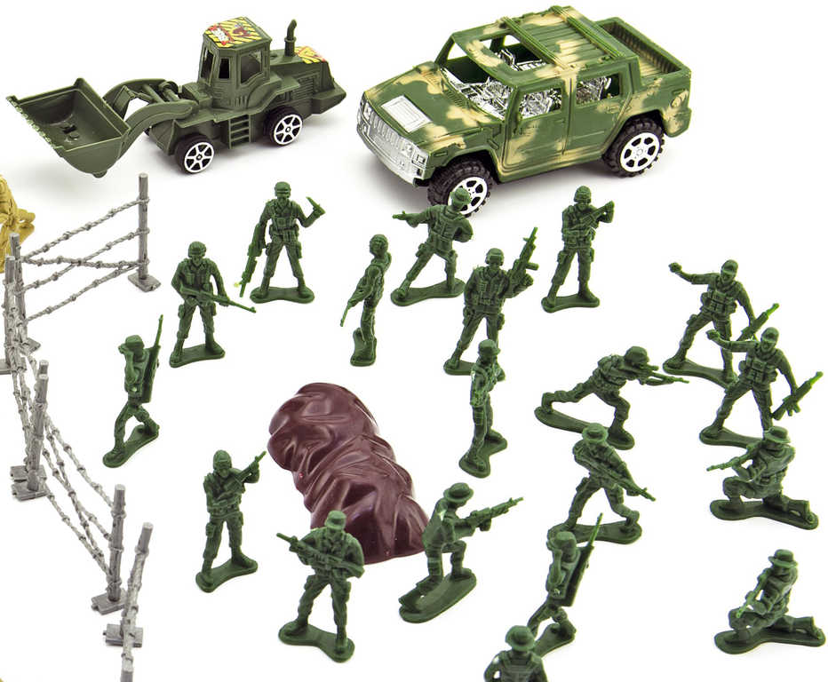 Vojáci figurka akční plastová se zbraní dvoubarevný set s vozidly a doplňky CZ