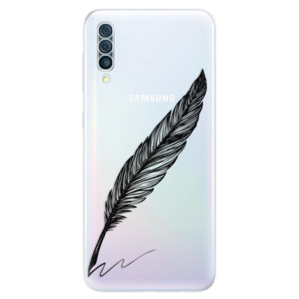 Odolné silikonové pouzdro iSaprio - Writing By Feather - black - Samsung Galaxy A50