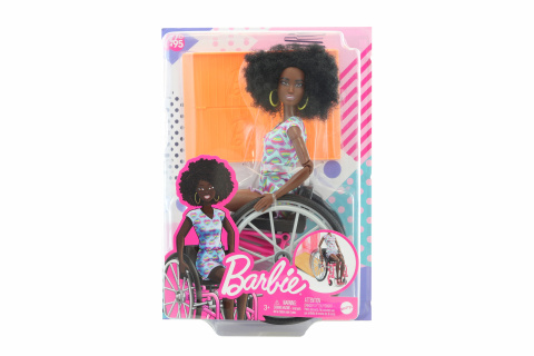 Barbie Modelka na invalidním vozíku v overalu se srdíčky HJT14