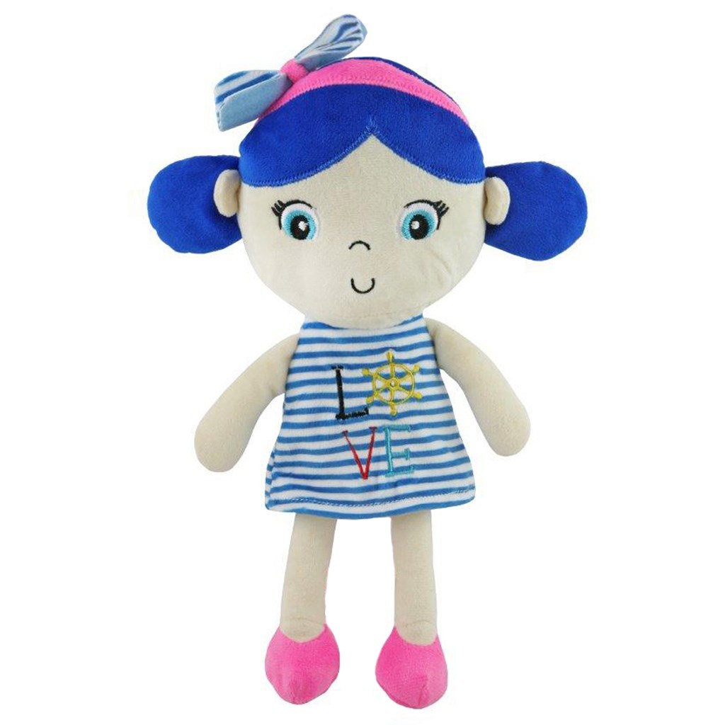 Edukační plyšová panenka Baby Mix námořník - holka blue - modrá