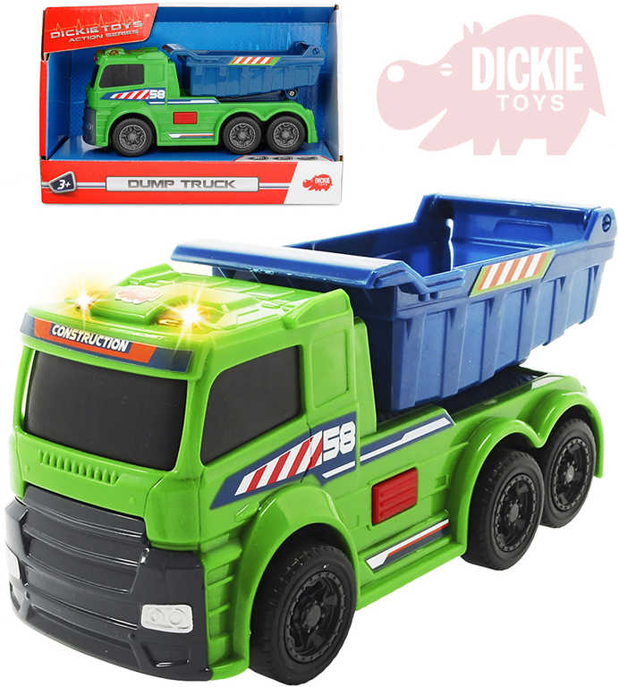 DICKIE Auto nákladní Dump Truck na baterie volný chod Světlo Zvuk