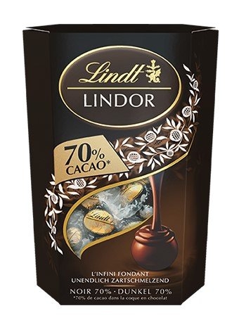 Lindt Lindor Extra hořká čokoláda 70% s jemnou krémovou náplní 200 g