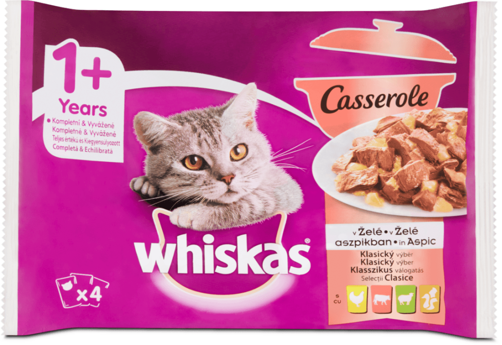 Whiskas Casserole klasický výběr v želé kapsička pro kočky 4x85 g