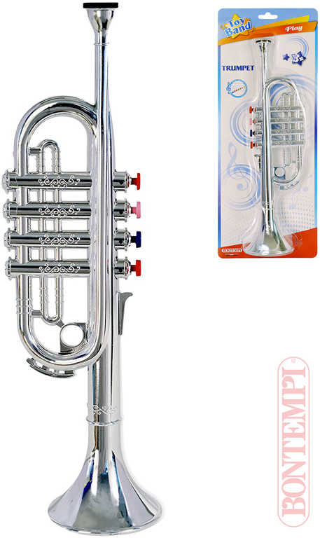 BONTEMPI Trumpeta dětská stříbrná 4 klapky plast *HUDEBNÍ NÁSTROJE*