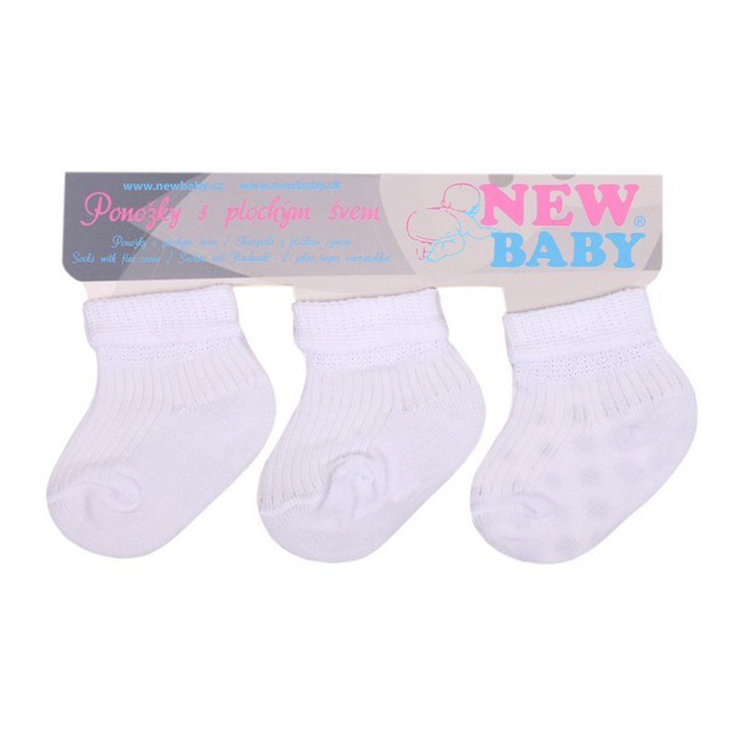 Kojenecké pruhované ponožky New Baby - 3ks - bílá/56 (0-3m)