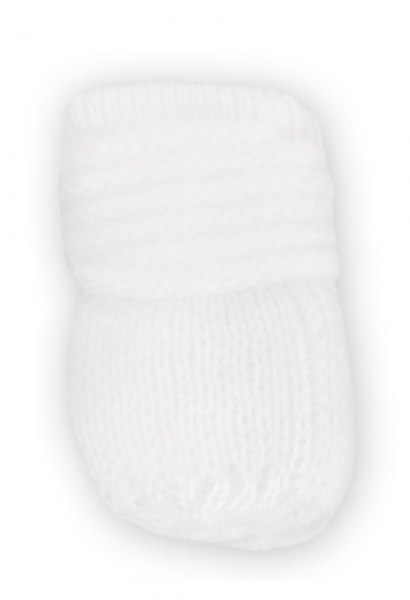 BABY NELLYS Kojenecké rukavičky pletené, zimní - bílé - 56-68 (0-6 m)