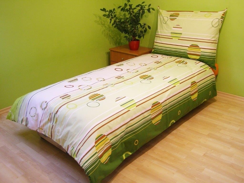 Přehoz přes postel jednolůžkový Kruhy zelené - , Výběr rozměru: