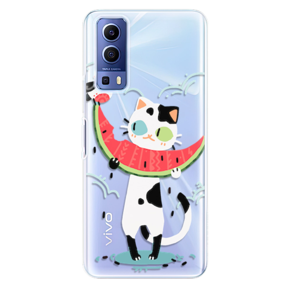 Odolné silikonové pouzdro iSaprio - Cat with melon - Vivo Y52 5G