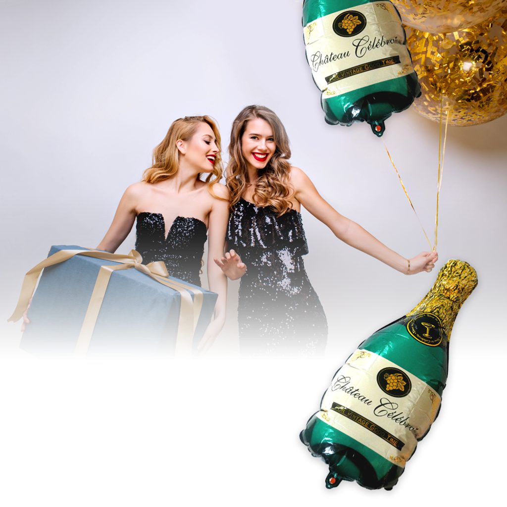 Fóliový balónek - zelené šampaňské