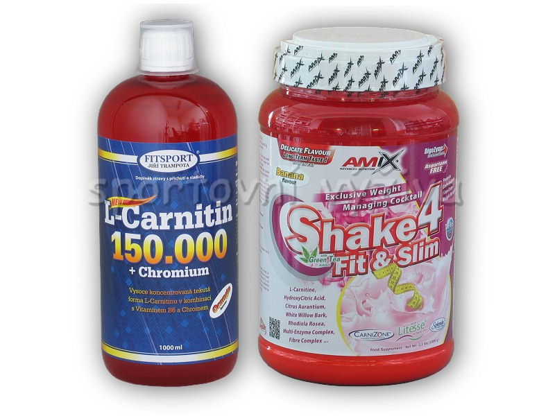 L-Carnitin 150000+Chr.1l+Shake 4 Fit Slim - 1kg-ananas-strawberry