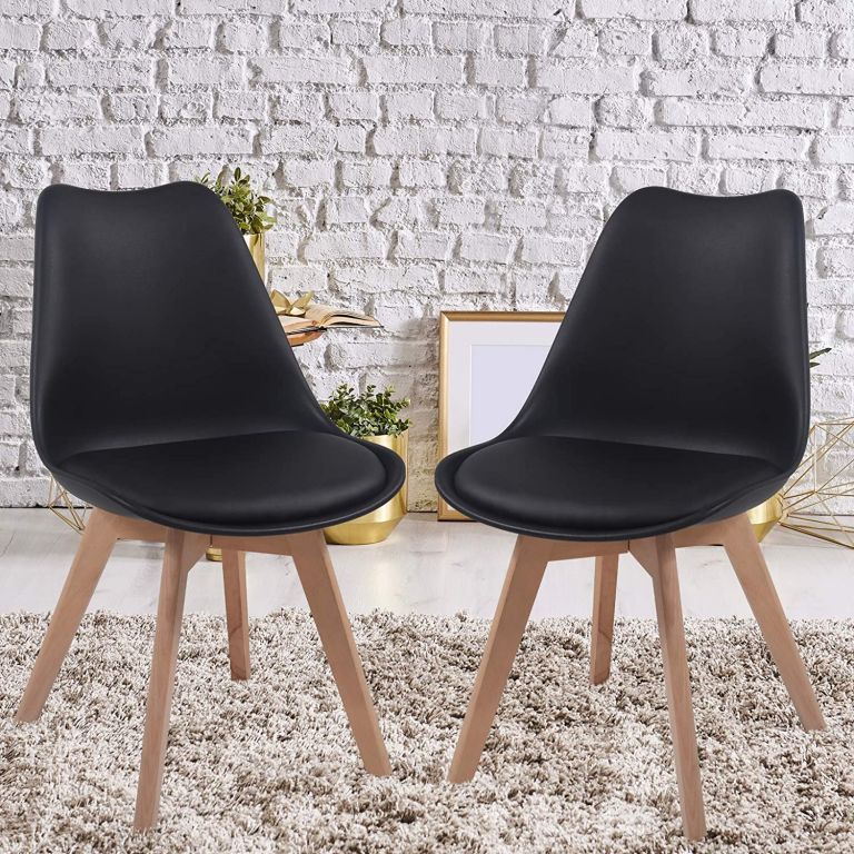 Sada jídelních židlí s plastovým sedákem, 2 ks, černá