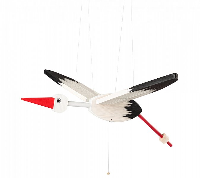 Létací čáp-velký, bílý 90cm