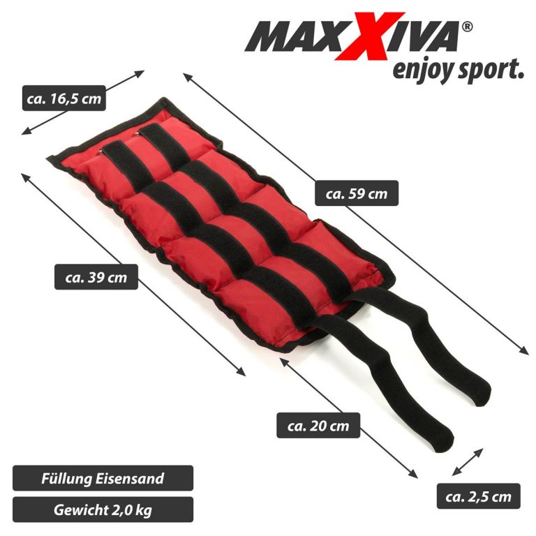 MAXXIVA Zátěžové manžety, 2 x 2 kg, červená