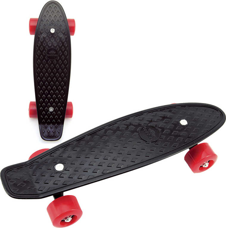 Skateboard dětský pennyboard černý 43cm plastové osy červená kola