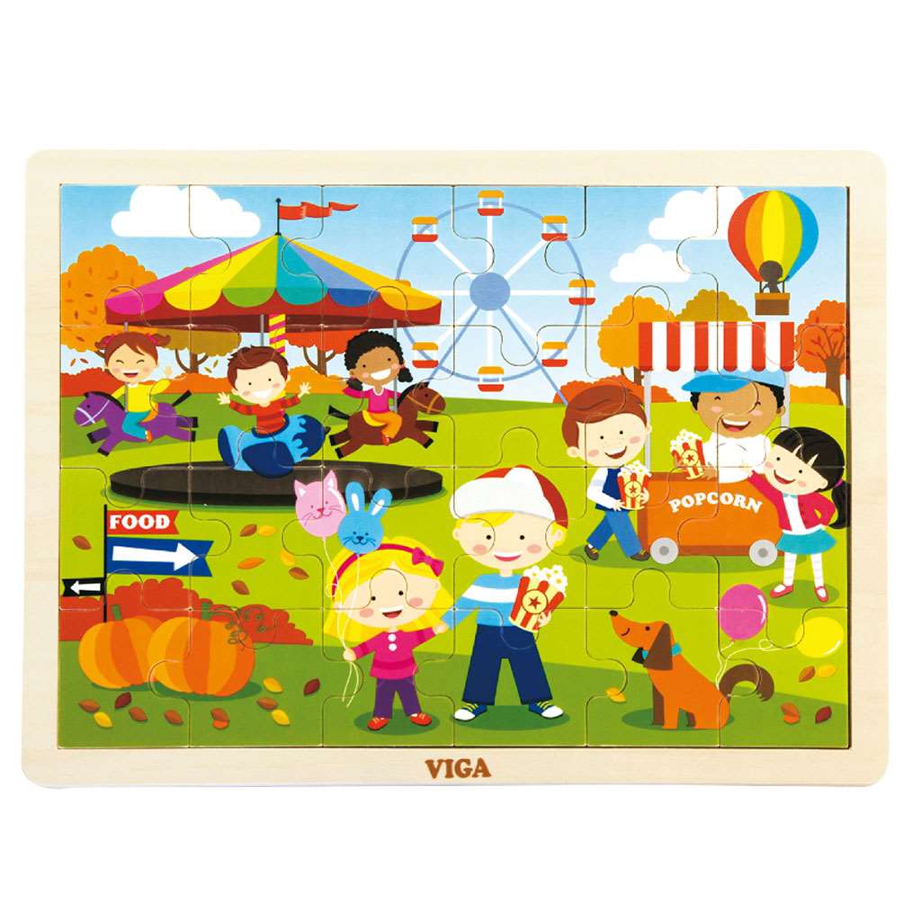 Dětské dřevěné puzzle Viga - Podzim - multicolor