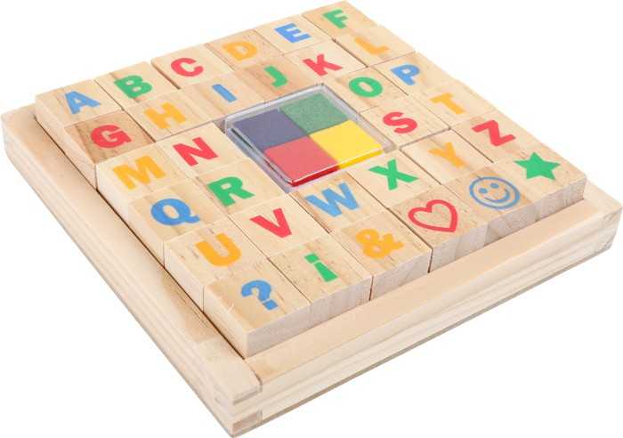 Small Foot Dřevěné výtvarné hračky set razítek abeceda