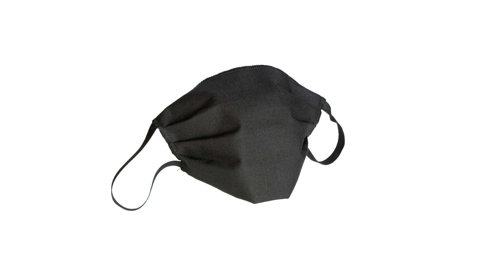 4CARS Dvouvrstvé ochranné bavlněné rouško černé bez vzoru s gumičkou 1ks