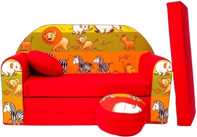 Rozkládací dětská pohovka XL Nellys Safari - červená