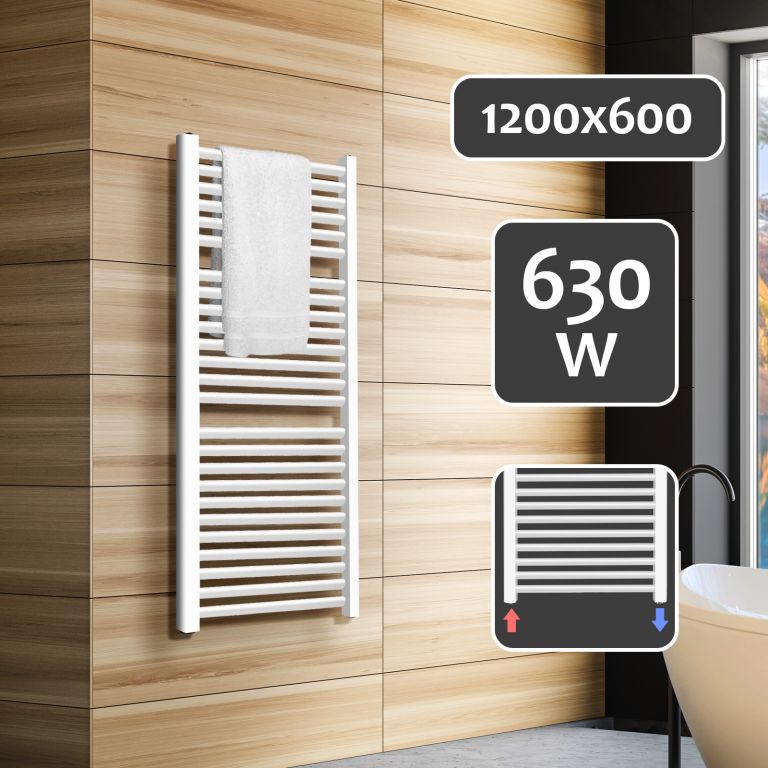 AQUAMARIN Vertikální koupelnový radiátor, 1200 x 600 mm
