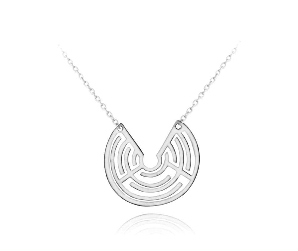 Geometrický stříbrný náhrdelník MINET LABYRINT
