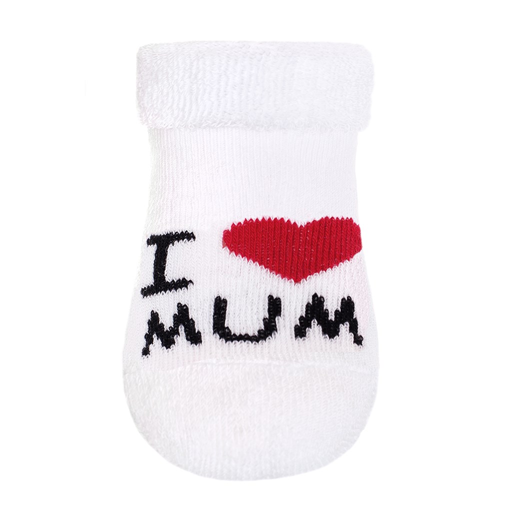 Kojenecké - froté ponožky New Baby I Love Mum and Dad - bílá/62 (3-6m)