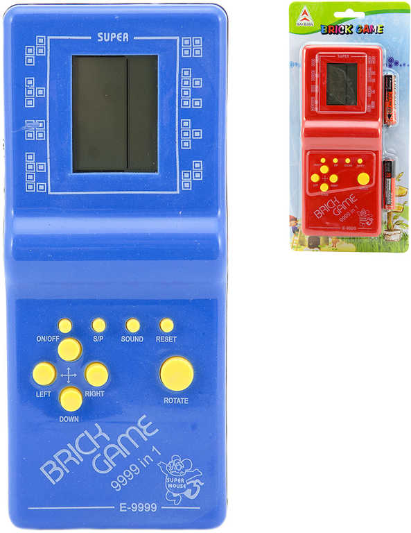 Hra digitální Tetris Brick Game hlavolam na baterie různé barvy plast