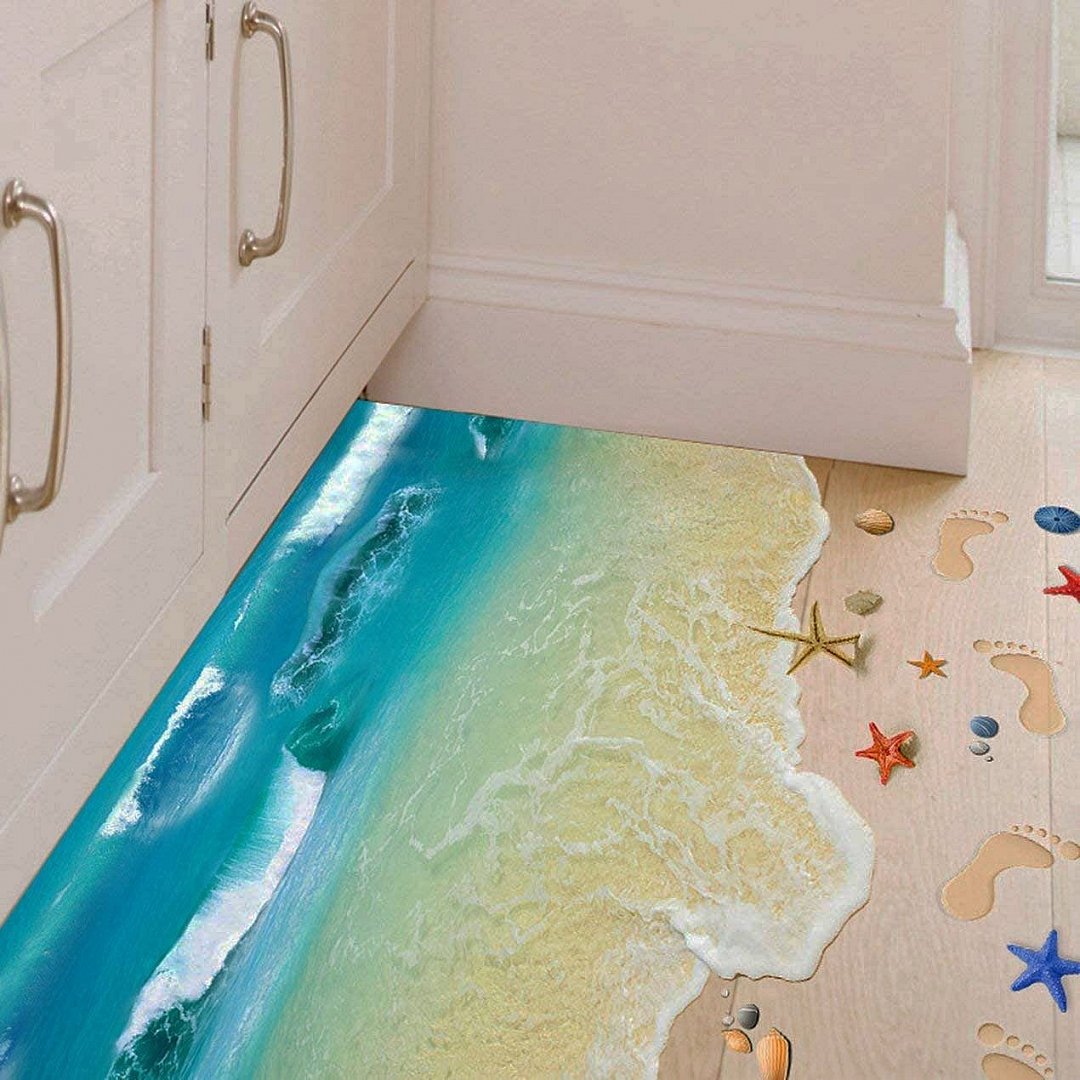 3D samolepky na podlahu - pláž