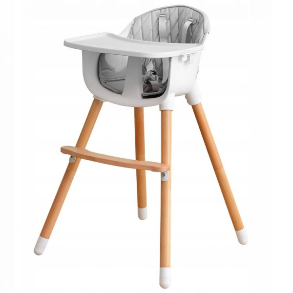 Dřevěná jídelní židlička 2v1 Eco Toys - šedá