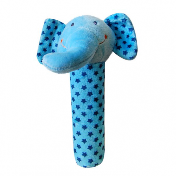 BOBO BABY Edukační plyšová hračka pískací - slon modrý, 1 ks