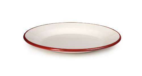 Smaltovaný talíř červeno bílý 26cm