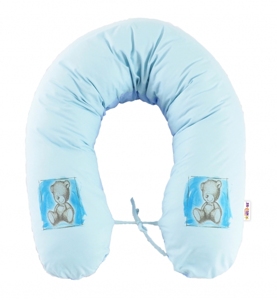 Baby Nellys Kojící polštář - relaxační poduška 170 cm Teddy - modrý