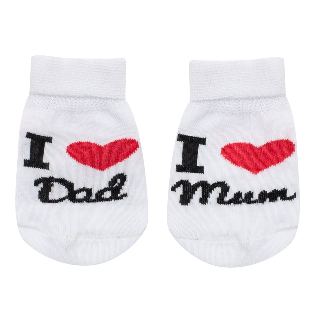 Kojenecké - bavlněné ponožky New Baby I Love Mum and Dad - bílá/56 (0-3m)