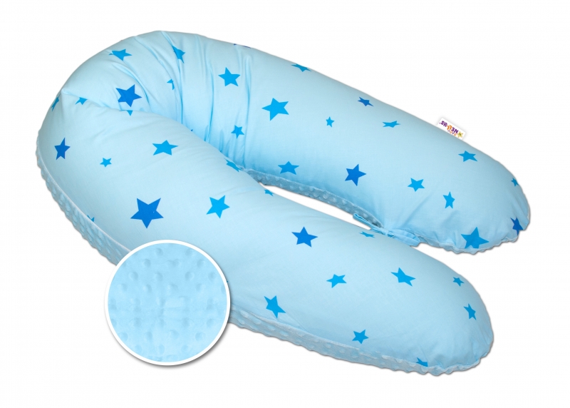 Kojící polštář - relaxační poduška Minky Baby Nellys, Baby Stars modré