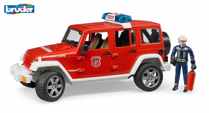 Bruder Užitkové vozy - požární Jeep Wrangler s hasičem, 1:16