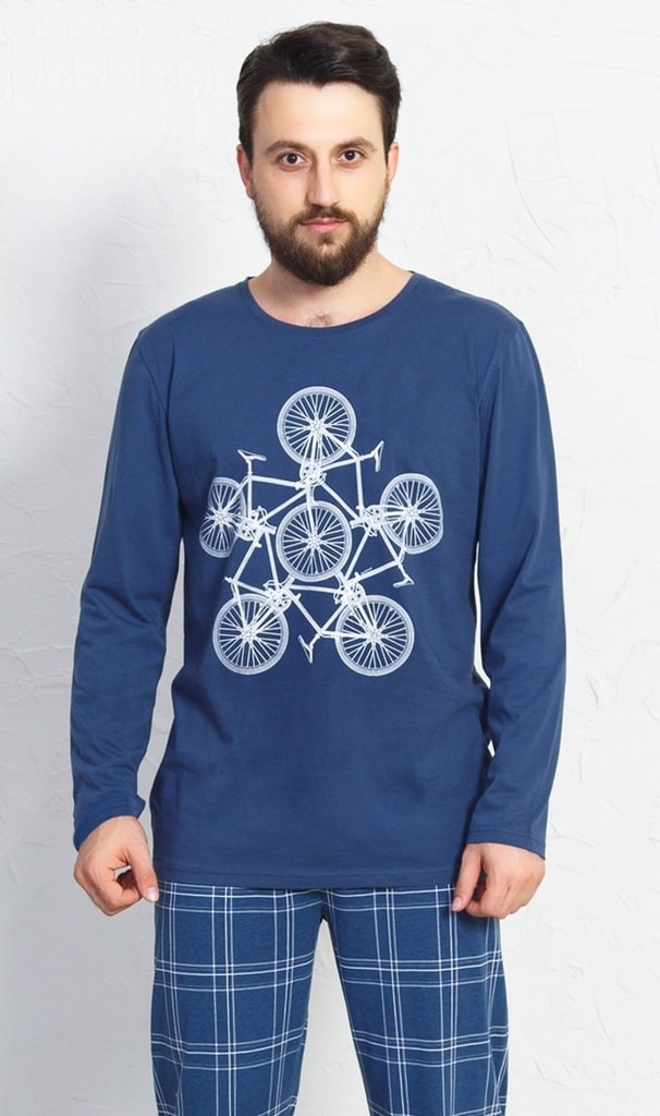 Pánské pyžamo dlouhé Bicycle - tmavě modrá