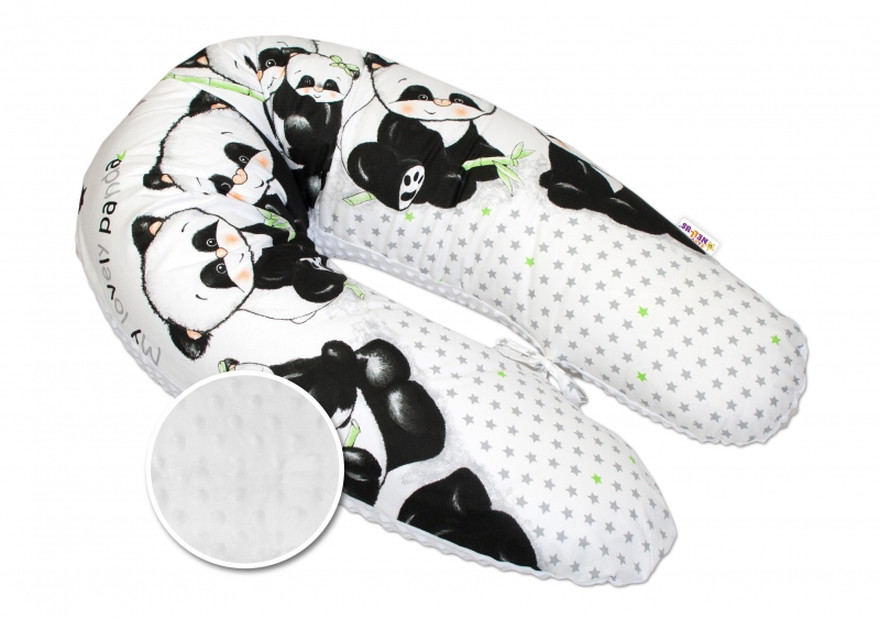 Kojící polštář - relaxační poduška Minky Baby Nellys, Panda bílá