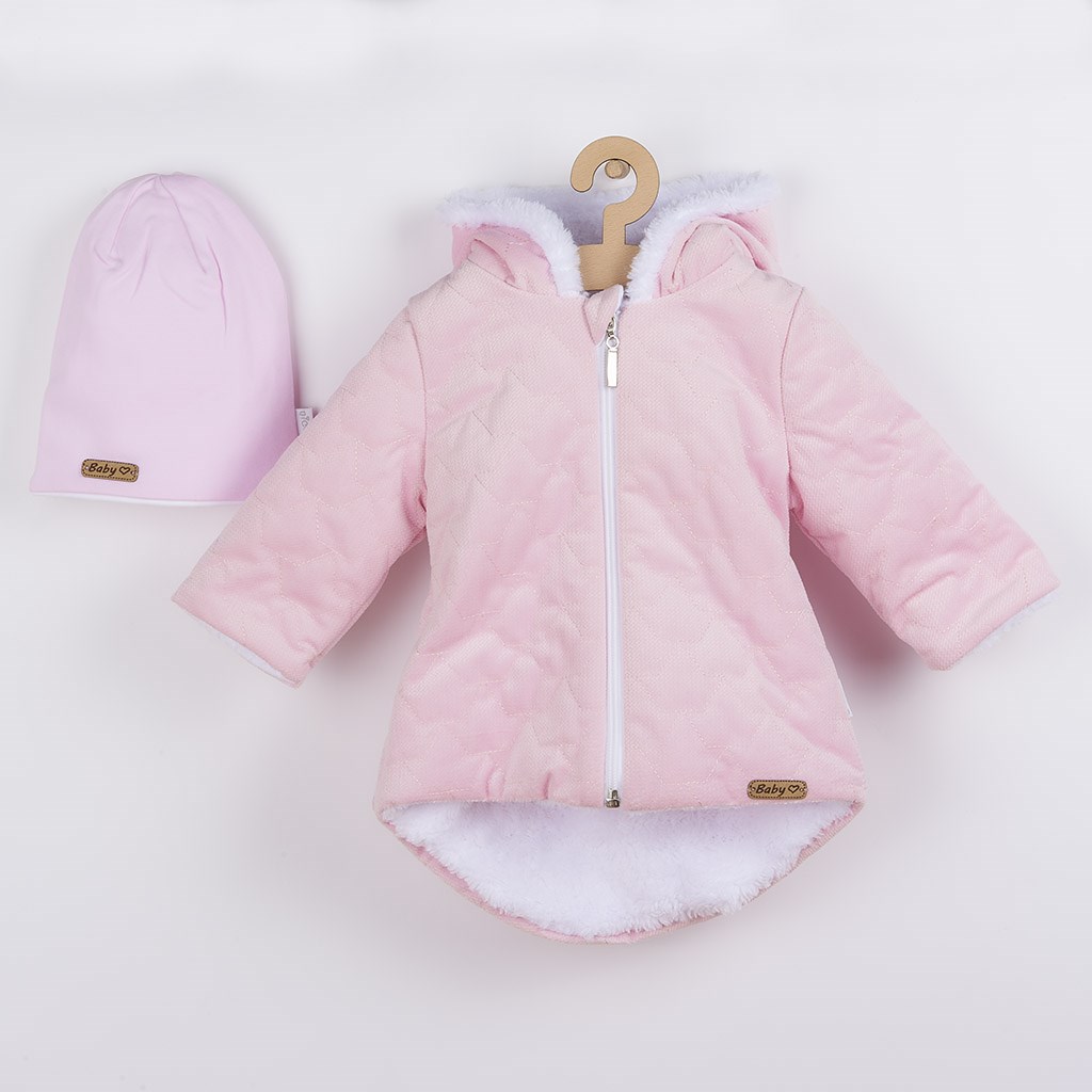 Zimní kojenecký kabátek s čepičkou Nicol Kids Winter - růžová/56 (0-3m)