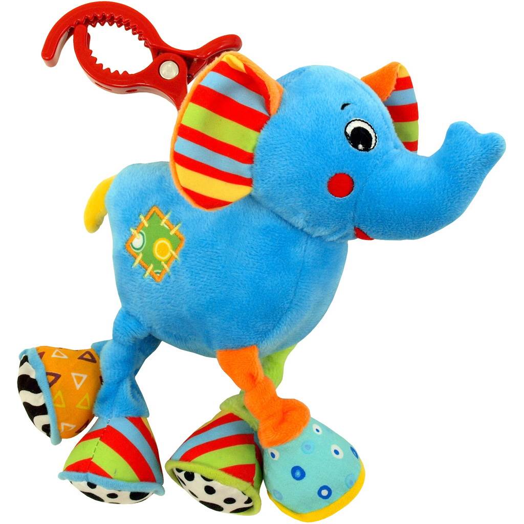  - Dětská plyšová hračka s vibrací Baby Mix sloník - modrá