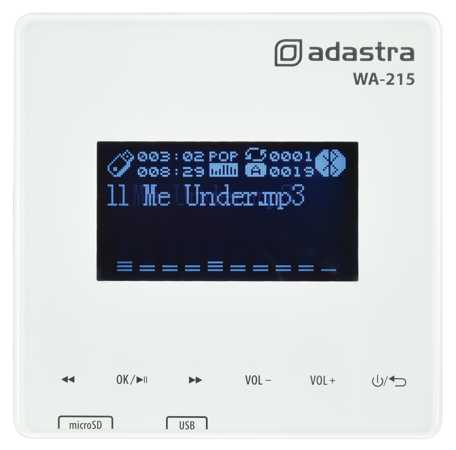 Adastra WA-215, nástěnný zesilovač 2x 15W, MP3/FM/BT