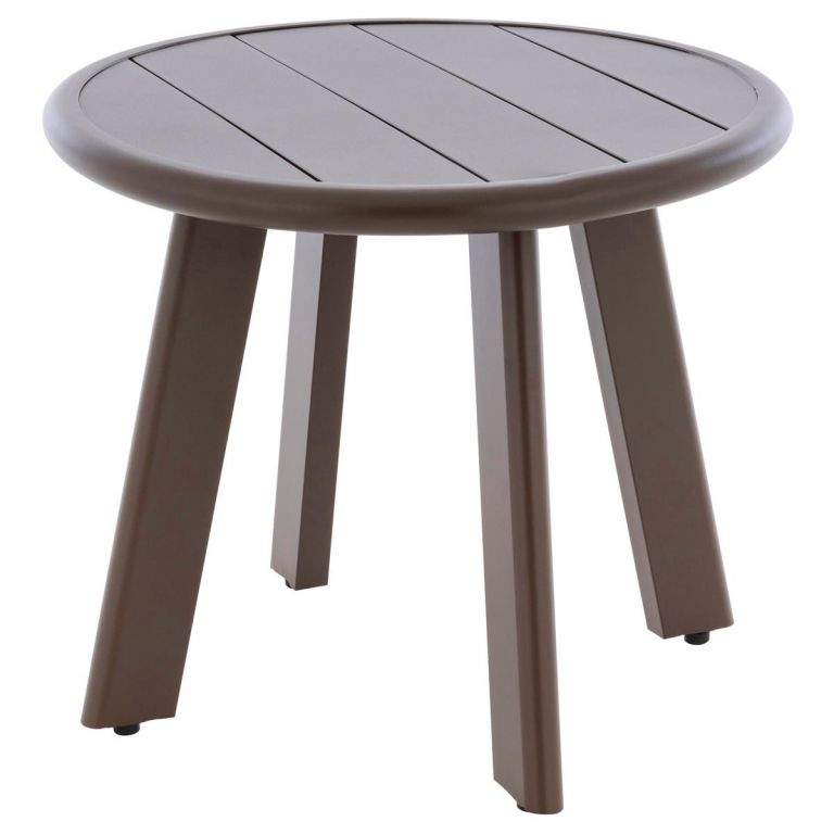 Kulatý hliníkový stolek, tmavě hnědý