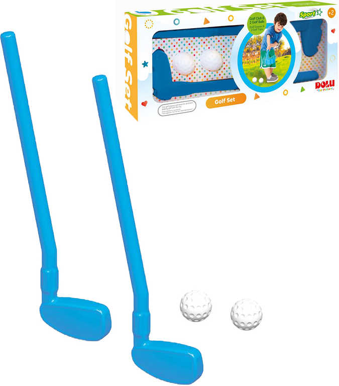 DOLU Set golfový pálka plastová modrá 2ks + míček 2ks malý golfista