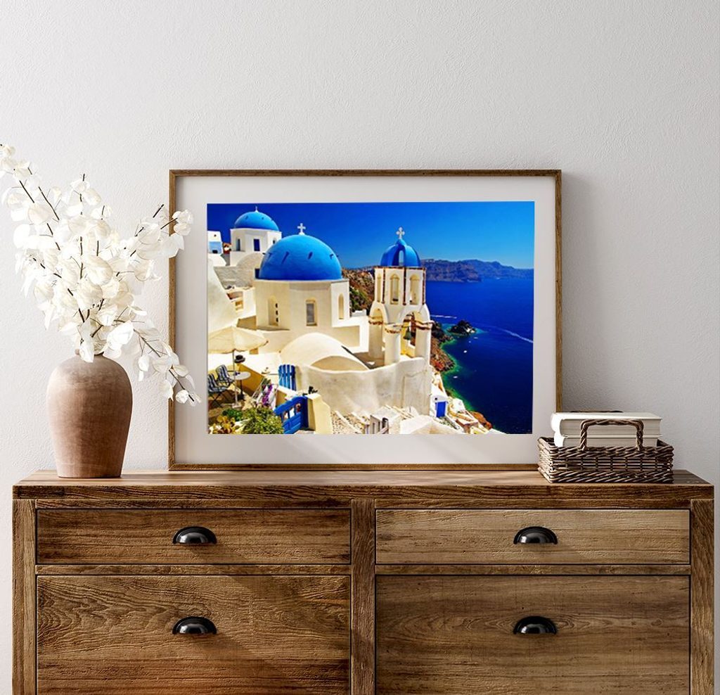 Diamantové malování s rámem - Santorini