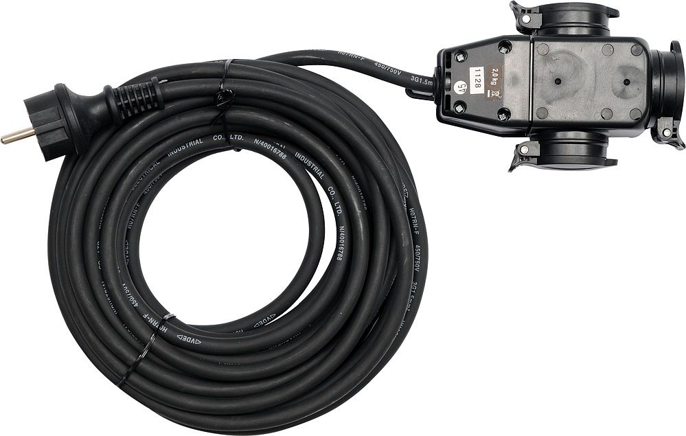 Prodlužovací kabel s gumovou izolací - 20 m, 3 zásuvky