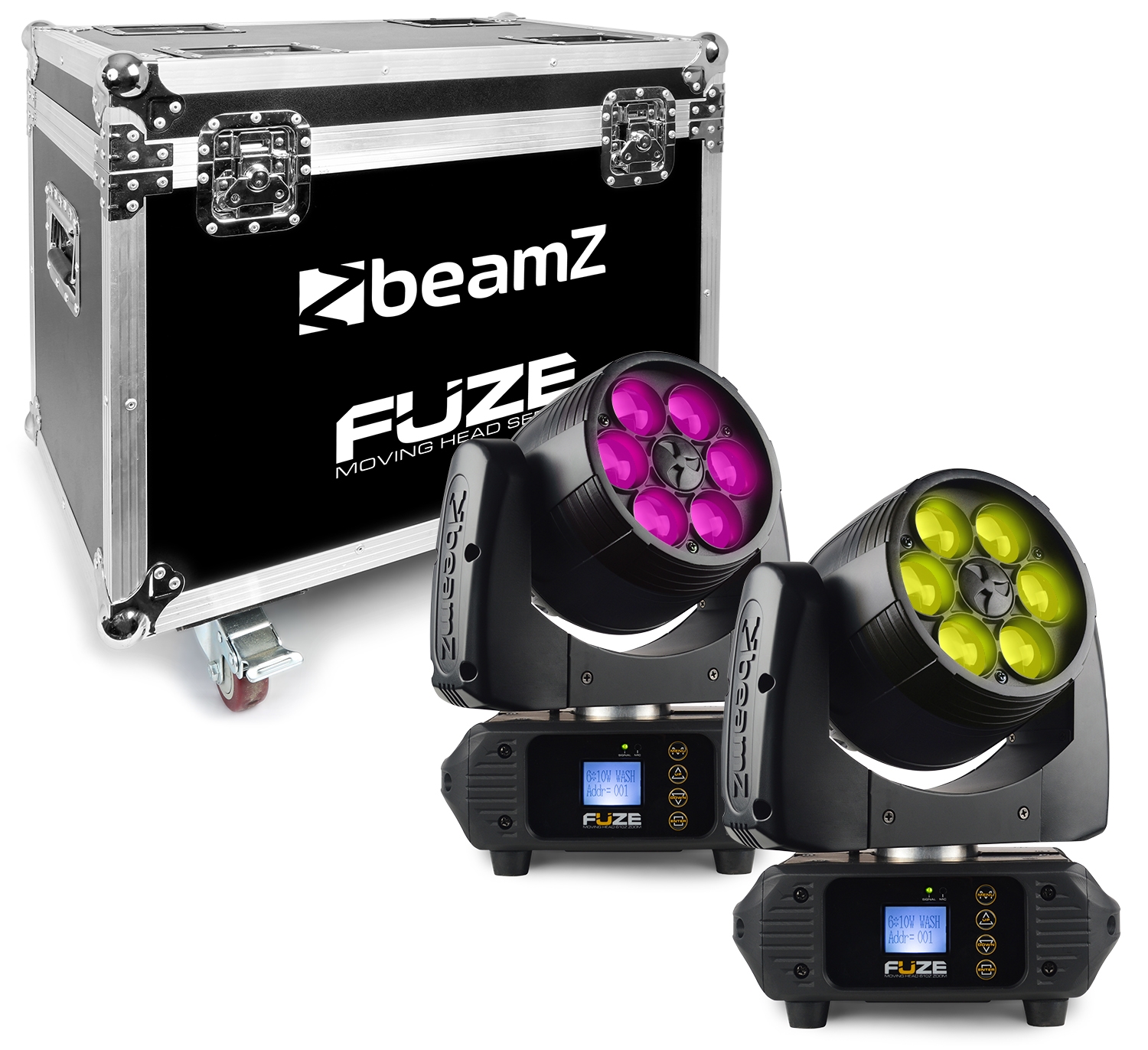 BeamZ Fuze 610Z Wash 6x 10W LED Moving Head Zoom Sada 2ks s přepravním casem