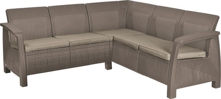 Rohová moderní sofa CORFU RELAX cappuccino + pískové podušky