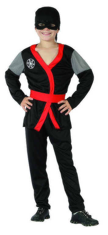 KARNEVAL Šaty Ninja černé vel. L (130-140cm) 8-10 let KOSTÝM