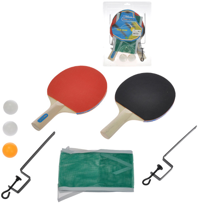 Stolní tenis ping pong set dvě pálky 25cm se síťkou a doplňky